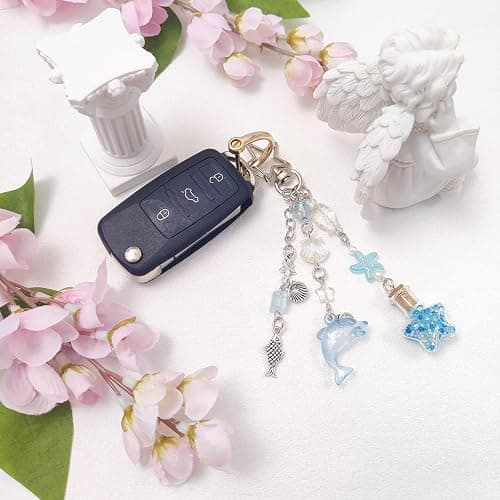 cioatu Y2K Aesthetic Keychains for Women Cute Flowers Star Cake Jellyfish Keychins Charms Kawaii Bag Purse Decor thumbnail 3