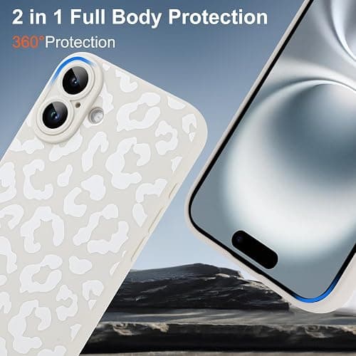 TEAUGHT Compatible with iPhone 16 Case Cute Pattern White Leopard Print Cheetah Shockproof Silicone Phone Cover for Girls Women -White thumbnail 3