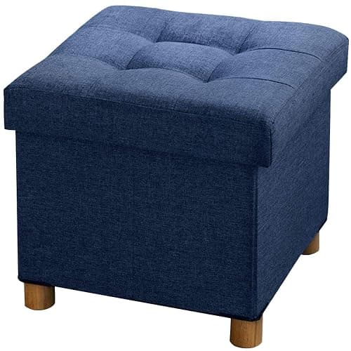 BRIAN & DANY Small Ottoman with Storage, Foot Stool Ottoman Storage Cube, Foot Rest for Couch with Legs, Navy Blue 15" x 15" x 15" - Image 1
