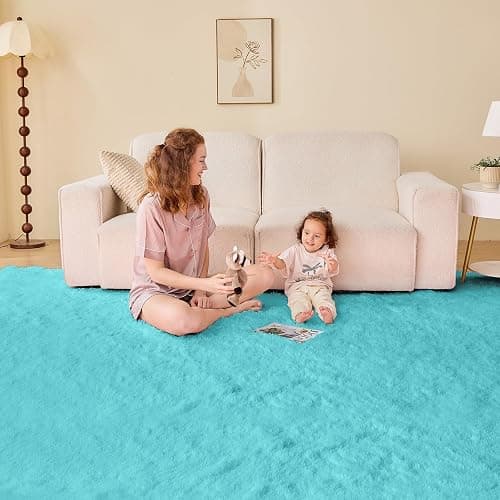 OPPODREAM 4x6 Aqua Blue Rugs for Bedroom, Ultra-Soft Fluffy Area Rugs for Living Room, 4 x 6 Shag Carpet for Nursery, Kids, Girl, Boy, Baby, Plush, Fuzzy, Shaggy, Cute Home Decor thumbnail 2