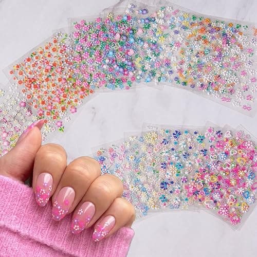 90 Sheets Nail Stickers for Nail Art, Flower Nail Art Stickers Gold Silver Line Star Floral Nail Decals for Nails Design, Aurora Nail Decor Nail Accessories for Women Girls thumbnail 7