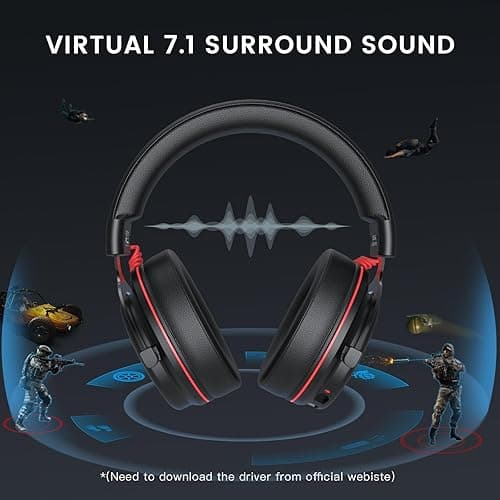 EKSA E900Pro Gaming Headset for PC PS5 PS4, Wired Headphones with Detachable Noise Cancelling Mic, 7.1 Surround Sound, USB&3.5mm Cable, LED Light, Over-Ear USB Gaming Headphones for Xbox One (Black) thumbnail 3