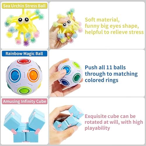 76 Pack Sensory Fidget Toys Set, Stress Relief and Anti-Anxiety Bundle Sensory Toys for Kids Adults, Cool Fidget Packs with Mochi Squishy, Magic Rainbow Ball, Motion Timer, Flippy Chain,Stress Ball... thumbnail 2