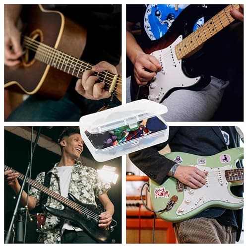 21 Packs Guitar Picks With Organizer Box Bass Picks Thin, Medium & Heavy 3 Different Thickness For Electric Acoustic Guitars Ukulele Bass, Guitar Gifts For Men Women Players - 21 thumbnail 4