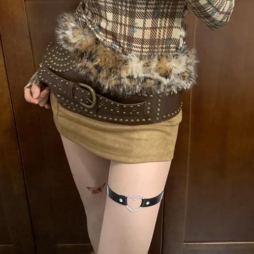 2 Pcs Adjustable Heart Leg Garter Belt Elastic Thigh Garters Heart O Ring Leg Thigh Elastic Garter Belt for Women thumbnail 5