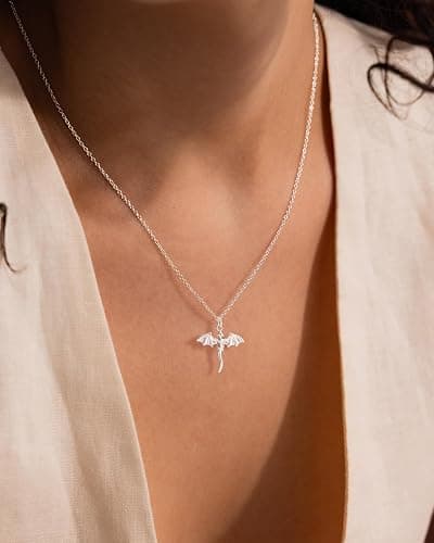 BSGRL Dainty Necklace- Moon Star Softball Bat Cross Bow Cowboy Boot Evil Eye Starfish Sun Infinity Fish Necklace for Women 14K Gold/White Gold Plated thumbnail 4