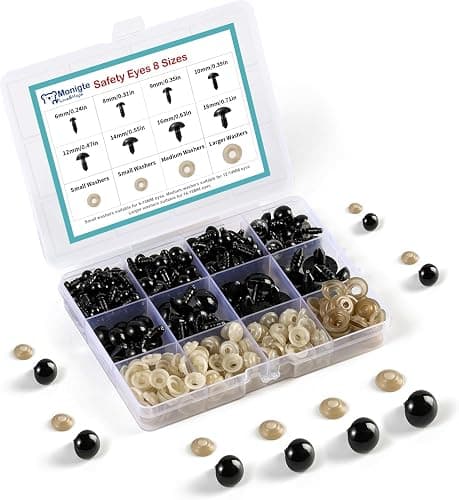 260PCS Plastic Safety Eyes with Washers, 6-18 mm, 8 Sizes Safety Eyes for Crochet Crafts, DIY Crafts, Stuffed Animals DIY Halloween Decorations thumbnail 3