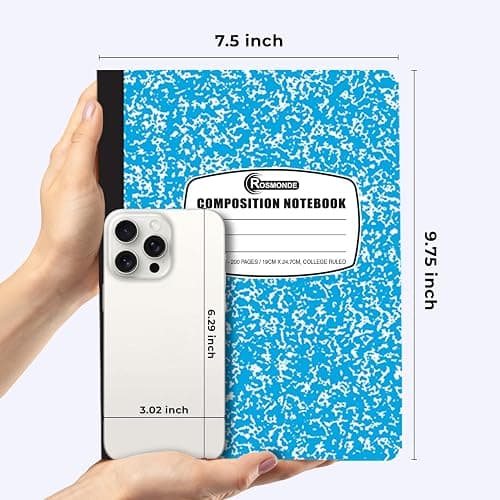 Rosmonde 12 Pack Bulk Composition Notebooks College Ruled, Assorted Colors | Composition Notebook For School, 200 Pages (100 Sheets), 9-3/4 x 7-1/2, Hard Cover, College Ruled Notebooks For Office thumbnail 3