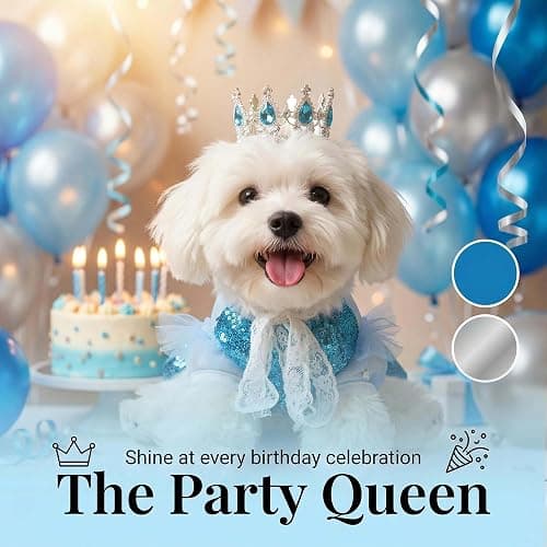 Littledropet Dog Snow Queen Costume Pet Princess Dress with Crown,S | Halloween Small Dog Princess Costume Outfits;Luxury Sequin Pet Birthday Party Dress;Summer Dog Tutu Dress Skirt Clothes thumbnail 4