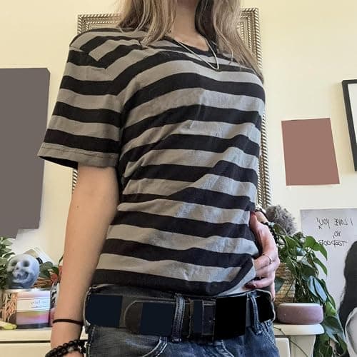 Women Short Sleeve T-Shirts Skull Print Crew Neck Shirts Summer Casual Slim Fit Tops Streetwear thumbnail 4