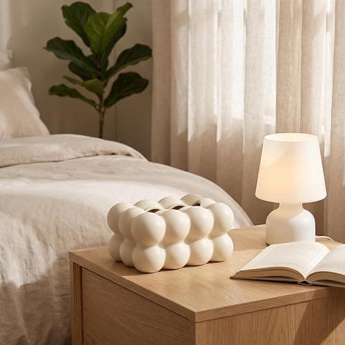 Bubble Tissue Box Cover – Ceramic Tissue Holder for Bathroom, Living Room, Bedroom – Decorative and Modern Design Tissue Dispenser Box (Cream) thumbnail 2