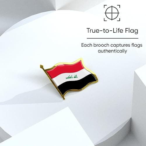 Iraq Flag Lapel Pin - Enamel Metal National Badge | World Travel Souvenir Gifts for Men & Women | Country Flag Patriotic Brooch Bulk Pack of Pins for Hat, Tie, Clothes, Backpack (1pc) thumbnail 4