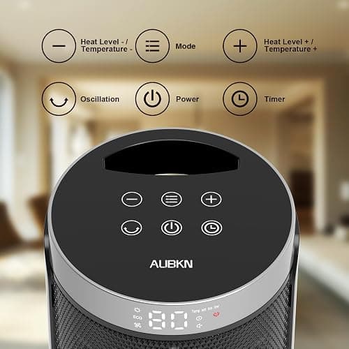 Space Heater, WINHL Small Portable Electric Heaters for Indoor Use with Thermostat and Remote, 70°Oscillation, 12H Timer, 5 Modes, 1500W PTC Ceramic Fast Safety Heat for Office Bedroom Home thumbnail 3
