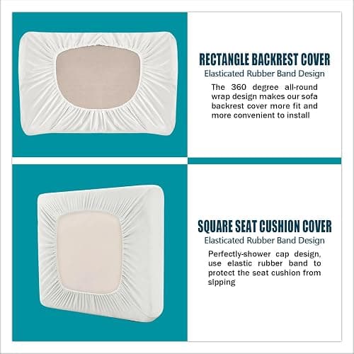 SYLC Sofa Cover with Separate Seat Cushions and Backrests Stretch Velvet Sofa Slipcover Couch Covers Furniture Protector Split Combined (White,Large 2 Seat Set 5 PCS) thumbnail 5