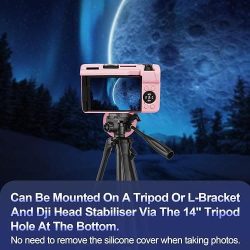 EASY HOOD V1 Case, Silicone Camera Cover with Removable Lens Cover, Soft Protector Lightweight Carrying Body Skin for Canon PowerShot V1 Digital Camera - Pink thumbnail 6