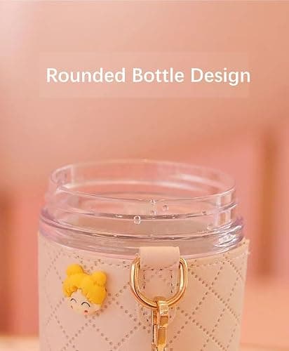 TULDYS Kawaii Water Bottle, 20 oz 580ml Rabbit Water Glass with Pearl Chain Strap, 3D Stickers Cute Aesthetic Bottle for girls for outdoor (Pink) thumbnail 8