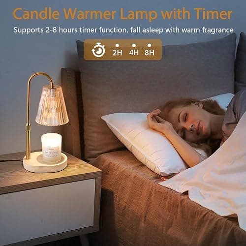 Flameless Candle Warmer Lamp with Timer: Dimmable Candle Warming Lamp with Dimmer & 2 Bulbs, Large Electric No-Flame Wax Melt Light Adjustable Height for All Size Jar Scented Candles, Home Decor thumbnail 7