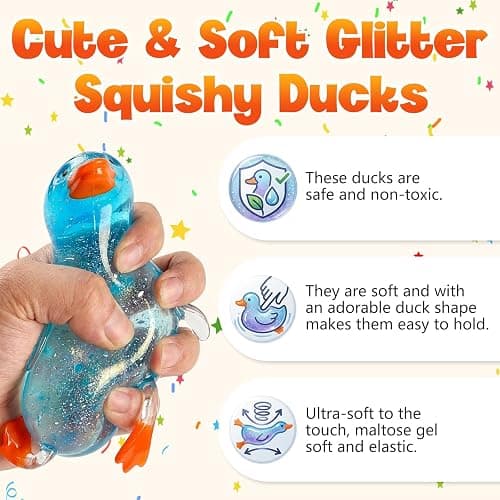 Cute Duck Squishy Sugar Stress Ball,Soft Duck Stress Relief Slow Rise Relaxing Sensory Fidget Toy for Anxiety Relief, Suitable for Adult use in Offices and Homes(Purple) thumbnail 6