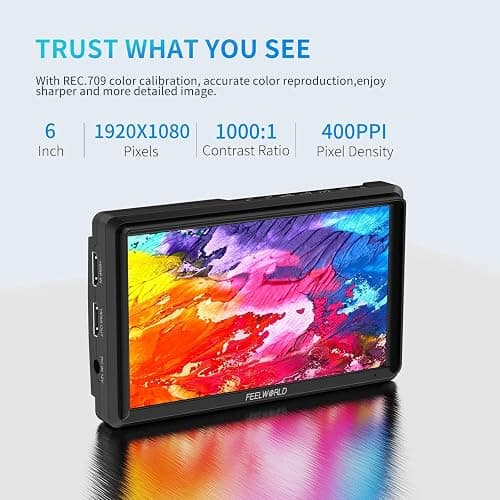 FEELWORLD FW568 6 inch DSLR Camera Field Monitor with Waveform LUTs Video Peaking Focus Assist 1920x1080 IPS 4K HDMI Professional Video Accessories thumbnail 2