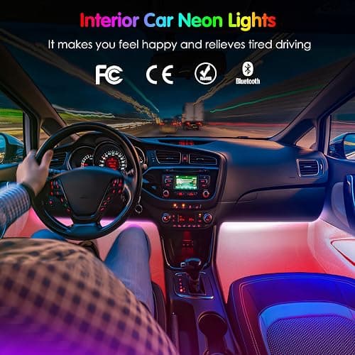 Interior Car Lights Keepsmile Car Accessories APP Control with Remote Music Sync Color Change RGB Under Dash Lighting with Charger 12V LED Lights Running Board Lights thumbnail 2