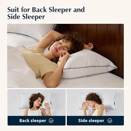 Pacific Coast Bed Pillow, Luxury Hotel Collection Goose Feather and Down Pillow for Sleeping with Classic Diamond Pattern, Medium Supportive, Standard Size 1 Pack thumbnail 6