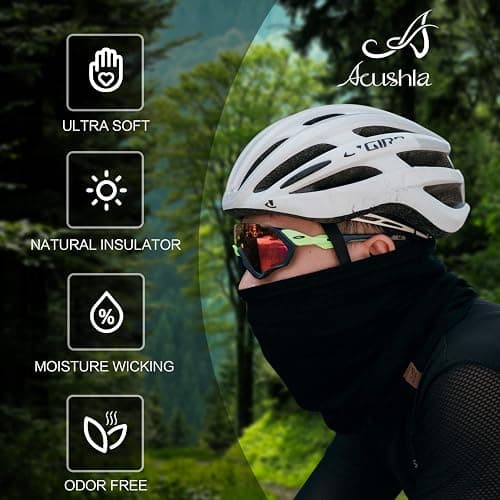 ACUSHLA 100% Merino Wool Neck Gaiter for Men & Women Ski Face Mask Winter Scarf Neck Warmer All Weather, Midweight Maple Leaf thumbnail 2