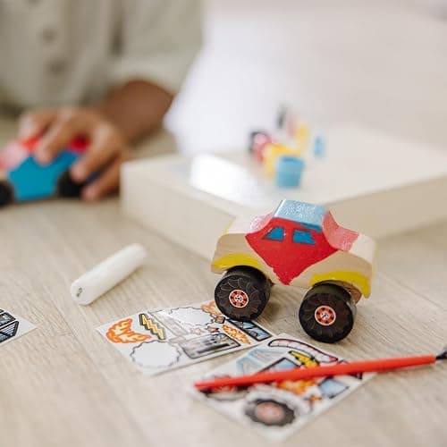 Melissa & Doug Decorate-Your-Own Wooden Craft Kits Set - Race Car and Monster Truck thumbnail 3