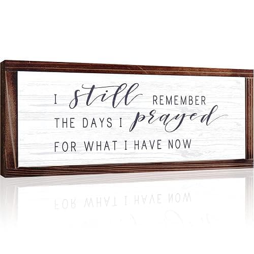 I Still Remember the Days I Prayed for What I Have Now Rustic Hanging Wood Wall Sign Retro Vintage Home Decor Wooden Farmhouse Plaque for Garden Home Farmhouse(White Background) - Image 1
