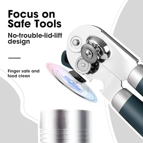 Beneno Heavy Duty Hand Can Opener Manual with Magnet, Durable Sharp Carbon Steel Blade Smooth Cutting, Big Effort-Saving Knob & Soft Grip Handle, Multifunctional Kitchen Tool with Bottle Opener, Green thumbnail 5