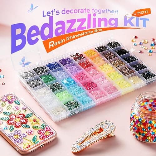 Colorful DIY Resin Rhinestone Kit for Bedazzling, Resin Jelly Rhinestones for Bedazzling, Multicolor 3mm Flatback Gems for Diamond Art 3Pcs B7000 Jewelry Glue for Bedazzled Nail Art （30000） thumbnail 3