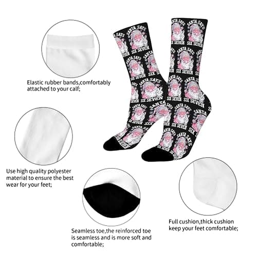 Funny Six Seven 6 7 Meme Christmas Family Xmas Santas Socks for Him thumbnail 3