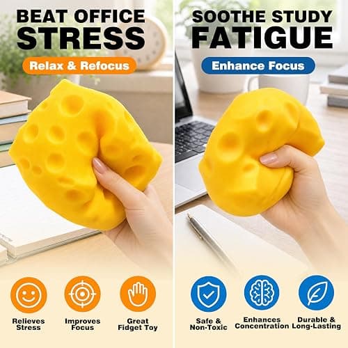 Big Cheese Squishy - 3.93in Jumbo Cheese Block Non-Rebound Giant Cheese | Big Squishy Cheese Stress Ball, Malleability Squeeze Toy, Giant Fidget Sensory Toy for Adults Teens Gifts thumbnail 5