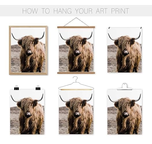 Vintage Cute Cow Wall Art Cow Horse Decor Farmhouse Wall Decor Rustic Nature Western Boho Neutral Country Art Print Painting for Home Office Bedroom Bathroom Living Room, 8x10" 6Pcs, Unframed thumbnail 7