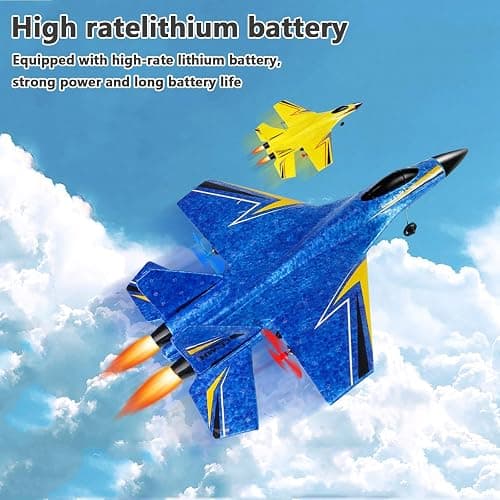 RC Airplane,Remote Control Plane,2 Channels Foam RC Planes Jet Wireless Toy,Fighter Toys Jet with Led Light and 360° Flip,Hobby RC Glider Aircraft for Beginners Teen and Adult(Blue) thumbnail 7