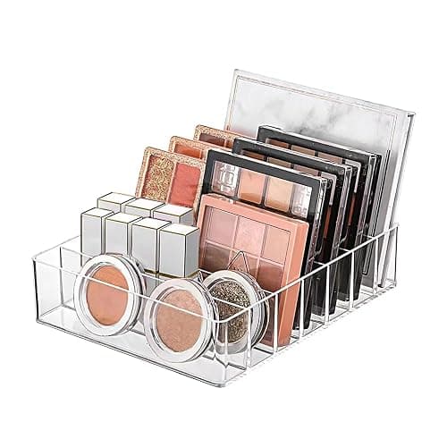 WECHENG Makeup Organizer for Eyeshadow Palette and Lipstick Organizer, 7 Section Divided Makeup Palette Organizer for Vanity Drawer Countertop Modern Cosmetics Storage(7.48" x 6.22" x 1.77") - Image 1