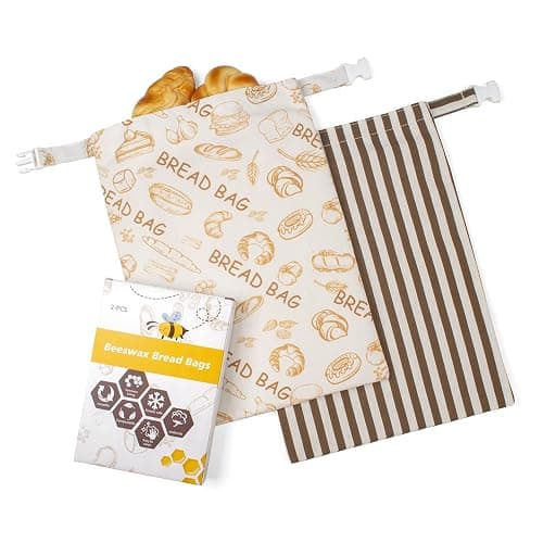 GDDAY Beeswax Bread Bags for Homemade Bread,Reusable Beeswax Bags for Sourdough,Cotton Linen Food Storage Bag to Keep Fresh - Extra Large 2 Pack - Image 1