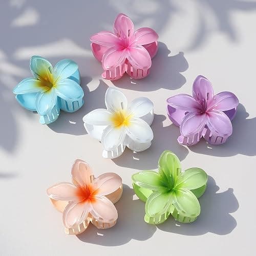 Sisiaipu Flower Hair Clips for Women 6 Pcs Hawaiian Large Claw Clips Plumeria Medium Hair Claw Clips for Thick Thin Hair Hibiscus Tropical Beach Hair Accessories for Women Girls and Girls (ABS) thumbnail 2