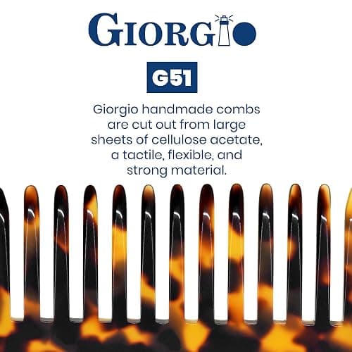 Giorgio G51 TY small Travel Purse Hair Detangling Comb, Wide Teeth Pocket Comb for Thick Curly Wavy Hair. Handmade of Cellulose, Saw-Cut Hand Polished thumbnail 5