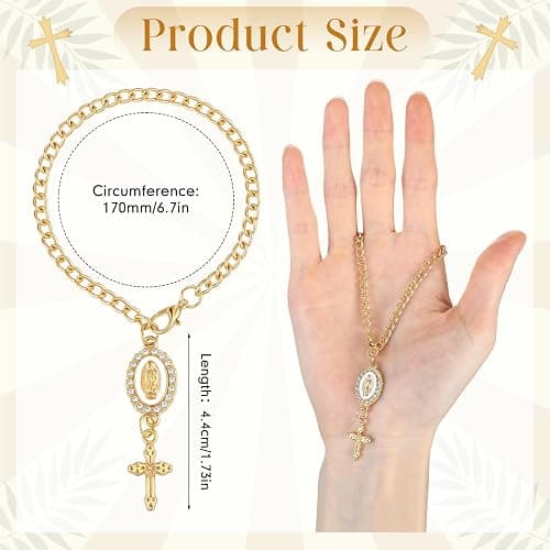 Huquary Steering Wheel Rosary Charm Accessory Cross Pendant Car Decor Rearview Mirror Car Rosary for Automotive Protection Charm Decor thumbnail 2