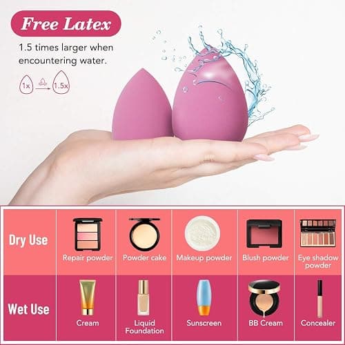14PCS Makeup Sponge Set, Beauty Blender Sponge for Foundation Blending with 3PCS Mini Makeup Sponges & 4PCS Triangle Powder Puff, Soft Make Up Sponges for Face Cosmetic Applicator for Powder Liquid thumbnail 4
