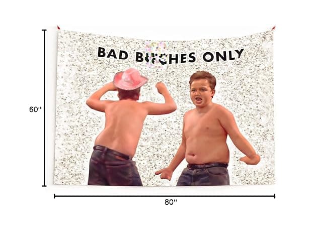 GOLEHS Gibby Bad B*tches Only Tapestry, Funny Flag for College Dorm, Available in Sizes from 40" to 90", Skin-Friendly Soft High-Definition Meme Tapestry(Size:80"×60") thumbnail 3