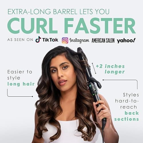 MINT Professional Extra Long Hair Curling Iron 1 1/4 inch | 2-Heater Ceramic Barrel That Stays Hot | 1.25 Inch Hair Iron Curler for Medium to Large Curls | Travel-Ready International Dual Voltage thumbnail 2