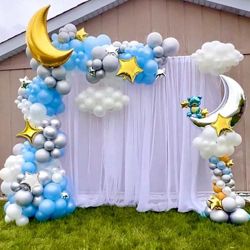 54Pcs Star Foil Balloons Moon Foil Mylar Balloons Kit with 50Pcs Gold Star Balloons and 4Pcs Large Moon Foil Balloons for Baby Shower Christmas Anniversary Engagement Wedding Birthday Party Decoration thumbnail 5