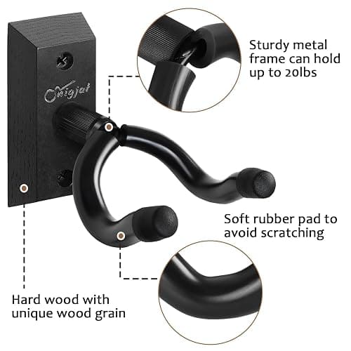 SNIGJAT Guitar Wall Mount 2 Pack, Guitar Hanger Wall Hook Holder Stand with Screws, Hardwood Mount Hanger for Acoustic Bass,Banjo, Mandolin Guitar, Bass, Banjo, Mandolin thumbnail 5