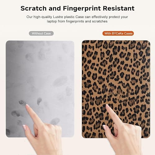 BYCeke Compatible with MacBook Air 13 inch Case 2022-2018 M1 A2337 A2179 A1932,Leather Leopard Print for Mac Air 13,Cheetah Case with Keyboard Cover for MacBook Air 13-inch Cow Pattern,Leopard Brown thumbnail 5