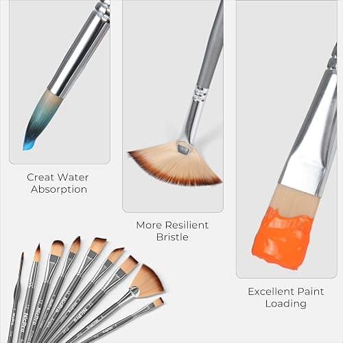 Nicpro 40 PCS Paint Brush Set, Professional Acrylic Paint Brushes with Palette Knife and Canvas Roll, Suitable for Acrylic Painting, Oil, Watercolor, Gouache, Art Supplies Painter Gifts for Artist thumbnail 5