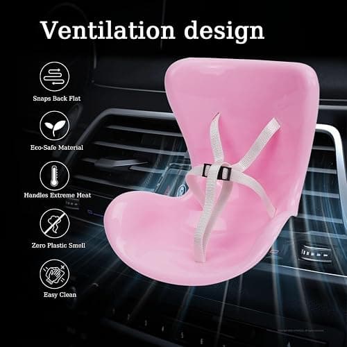 AYYKALLJ Doll car seat Compatible with Labubu, Vent Clip for 10-17cm Blind Box Toys, Secure Doll Seat with Adjustable Safety Strap & Airflow-Friendly Design, Car Decor (Doll Not Included)（Pink） thumbnail 4