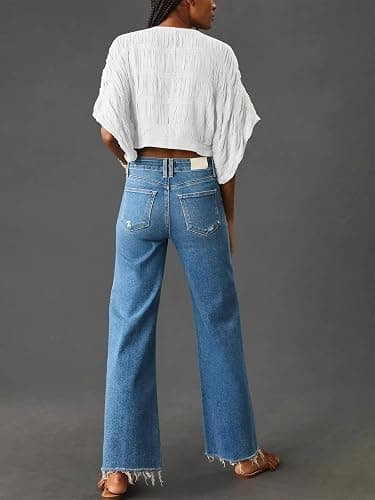 KUNMI Jeans for Women Wide Leg Baggy High Waist Boyfriends Straight Leg Stretchy Denim Pants Trendy Fall 2025 thumbnail 4