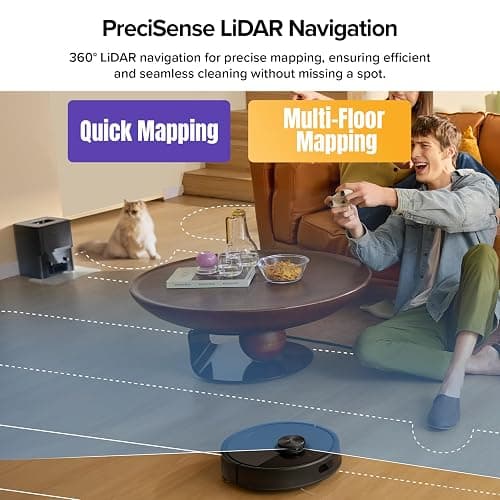 roborock Q7 M5+ Robot Vacuum and Mop, Upgraded from Q5 Max+, Up to 7-9 Weeks Self-Empty, 10000Pa Suction, Dual Anti-Tangle System for Pet Hair & Carpet, PreciSense LiDAR Navigation, App Control, Black thumbnail 6