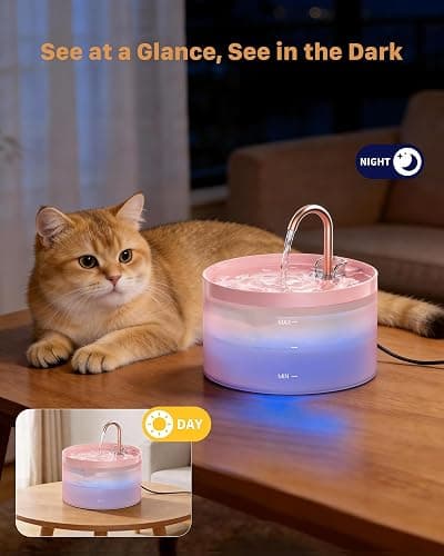 Cat Water Fountain Pink for Drinking: 67oz/2L Cat Fountain | GIOTOHUN Cute Pet Water Fountain for Cats Inside - Quiet Pet Fountain - Faucet Cat Drinking Fountain - Suitable for Kitty thumbnail 7